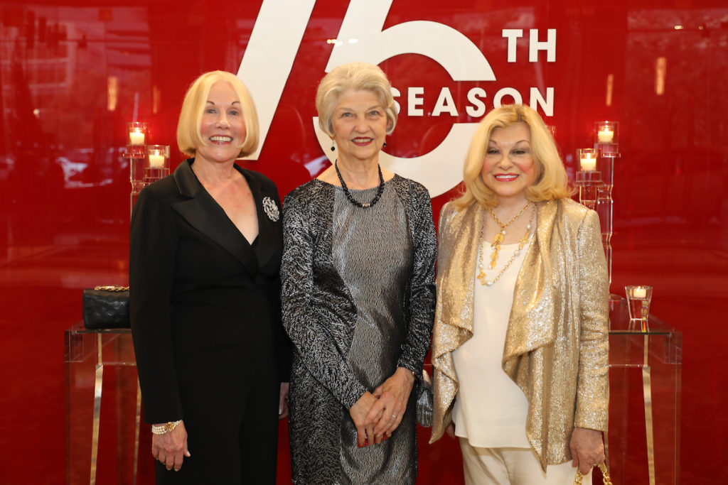 Elsie Eckert, Donna Stokes, Sidney Faust at the Alley Theatre's 75th anniversary gala  (Photo by Priscilla Dickson)