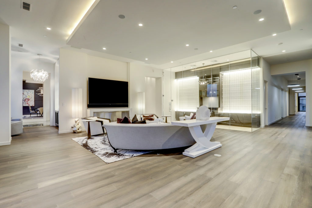 The penthouse living room in The Astoria, at 9,500 square feet it is on the market for $7,999,999 with Nancy Almodovar, founder of Nan and Company Properties. (Photo by TK Images)