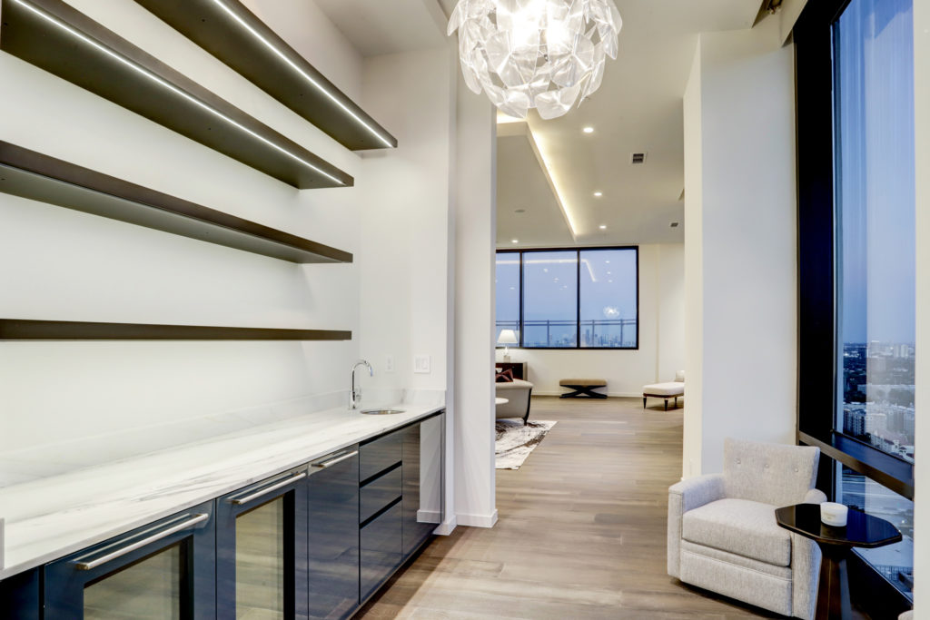 The wet bar in The Astoria, at 9,500 square feet it is on the market for $7,999,999 with Nancy Almodovar, founder of Nan and Company Properties. (Photo by TK Images)