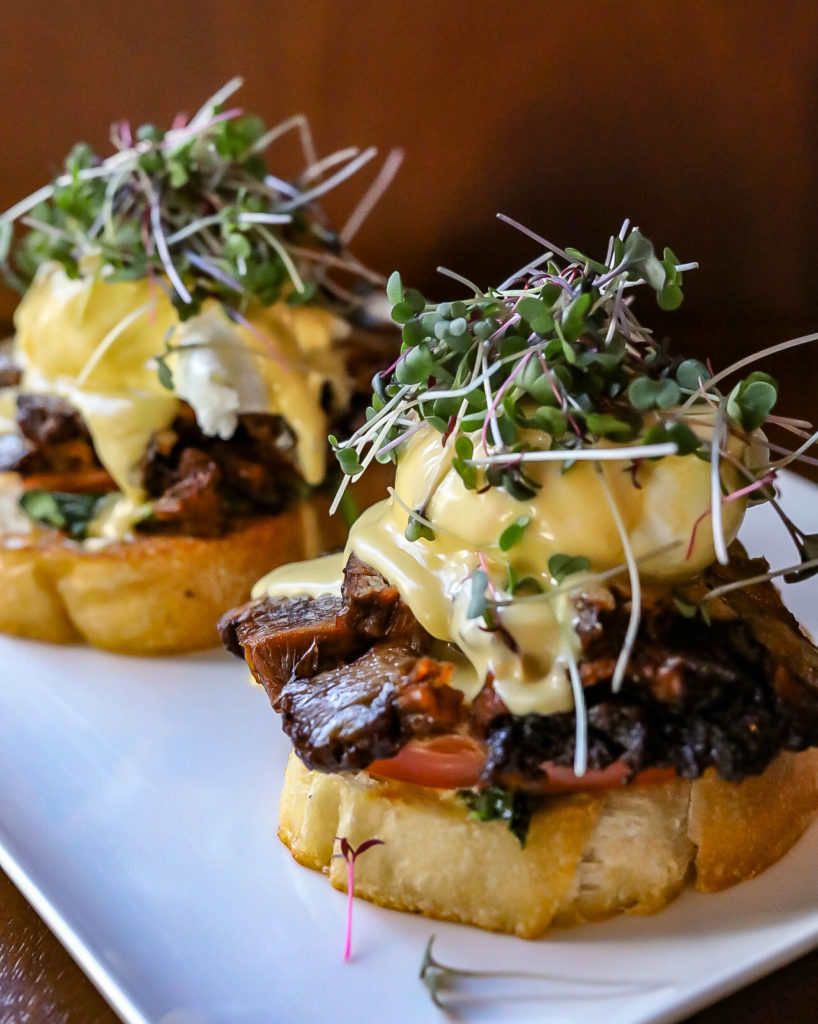 Braised Ribs Benedict are a popular item and only available on the weekend.