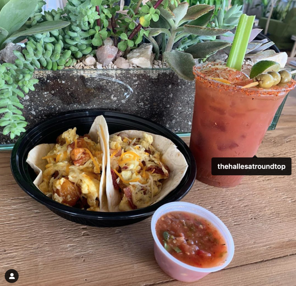 Breakfast tacos from the Blind Fox food truck on site at The Halles in Round Top throughout the antiques show.