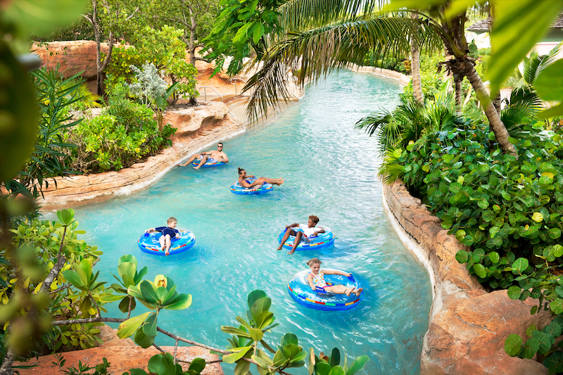 The mile-long rapid river serves as a quick tour around the sprawling Antlatis resort. 