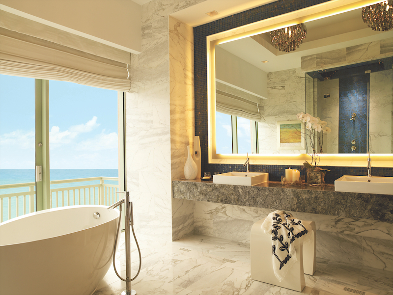 A penthouse suite bathroom in The Cove. 