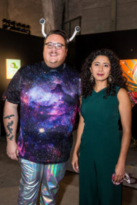 Orange Show’s executive director Tommy Ralph Pace, Harris County Judge Lina Hidalgo (Photo by Emily Jaschke)