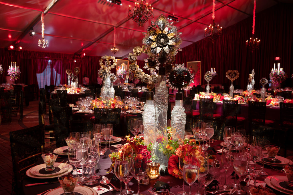 The party tent on Fish Plaza in front of Wortham Theater Center was setting for the Carmen-themed dinner that followed the Houston Grand Opera season opener. (Photo by Alida Bonifaz)