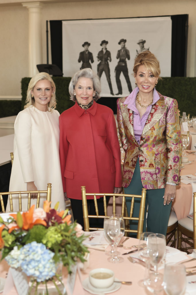 Event Chair Ally Ravnaas, Emmy Lou Prescott, and Olivia Kearney at the Desert Rose Fashion Show and Luncheon at River Crest Country Club on November 10, 2021. (Photo by/Ellman Photography)