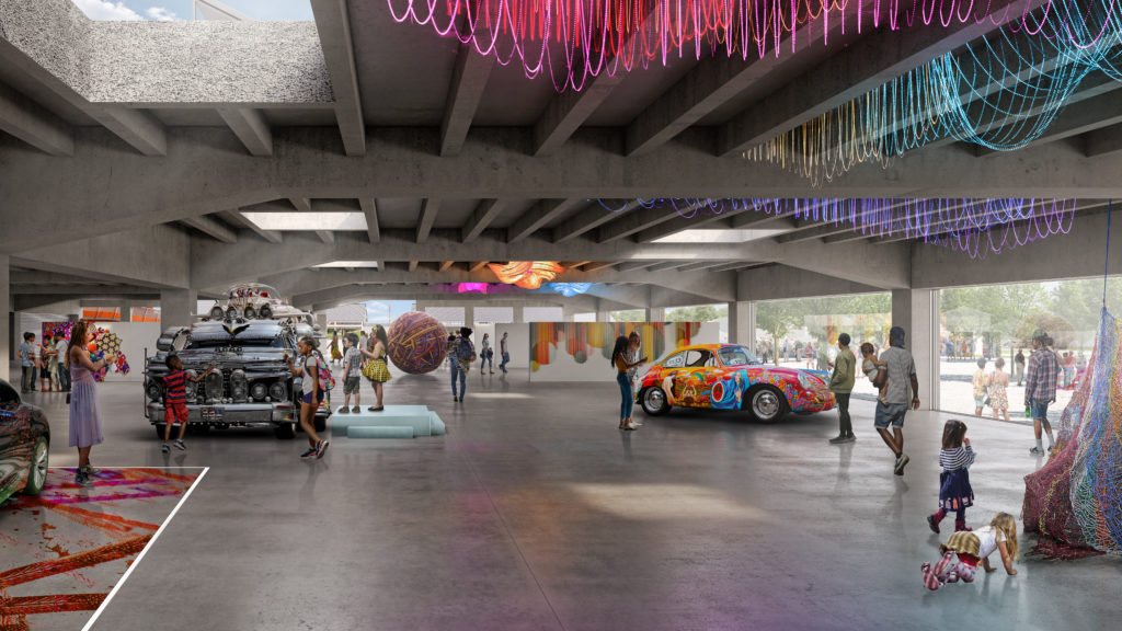 The expanded Orange Show campus will provide a year-round home for historic and notable Art Cars. (Rendering courtesy of Rogers Partners)