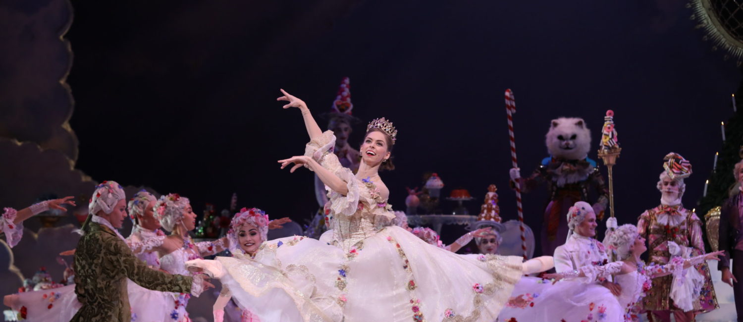 Houston Ballet First Soloist Allison Miller as Clara in 2019 with artists of Houston Ballet in Stanton Welch’s The Nutcracker. She reprises the role in 2021.(Photo by Amitava Sarkar,  Courtesy of Houston Ballet)