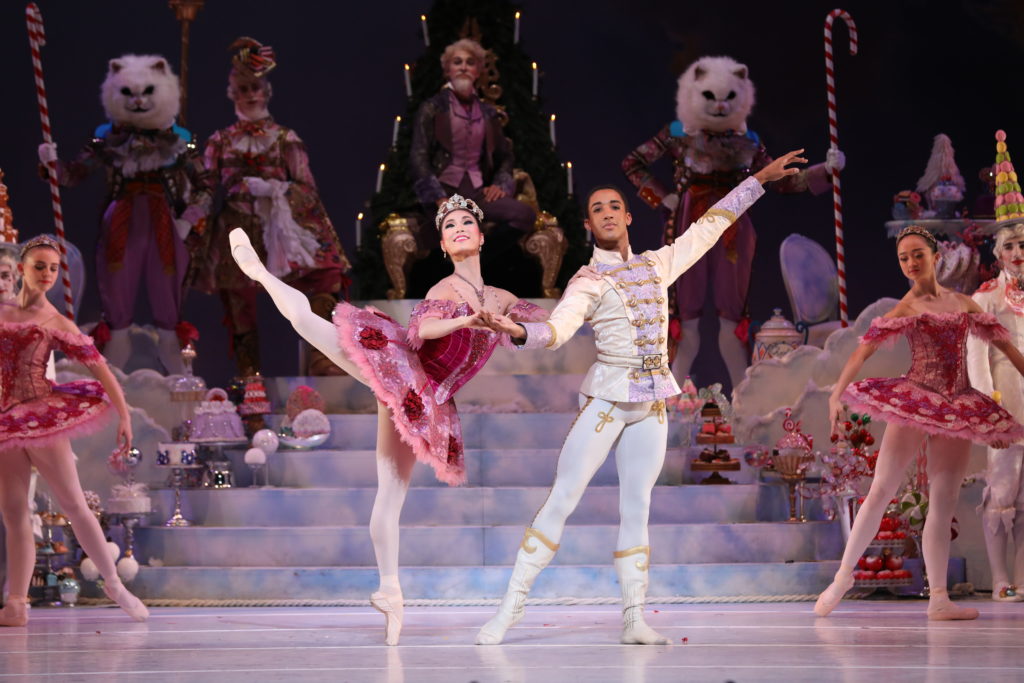 Houston Ballet Principal Soo Youn Cho as the Sugar Plum Fairy and Soloist Harper Watters as the Nutcracker Prince in 2019 with artists of Houston Ballet in Stanton Welch’s The Nutcracker.   
(Photo by Amitava Sarkar, Courtesy of Houston Ballet)
