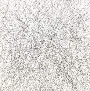 Italian talent Andrea Bianconi’s ink on canvas, “Prisoner of Love,” 2019, Lot 11 in the Rothko Chapel Benefit Auction