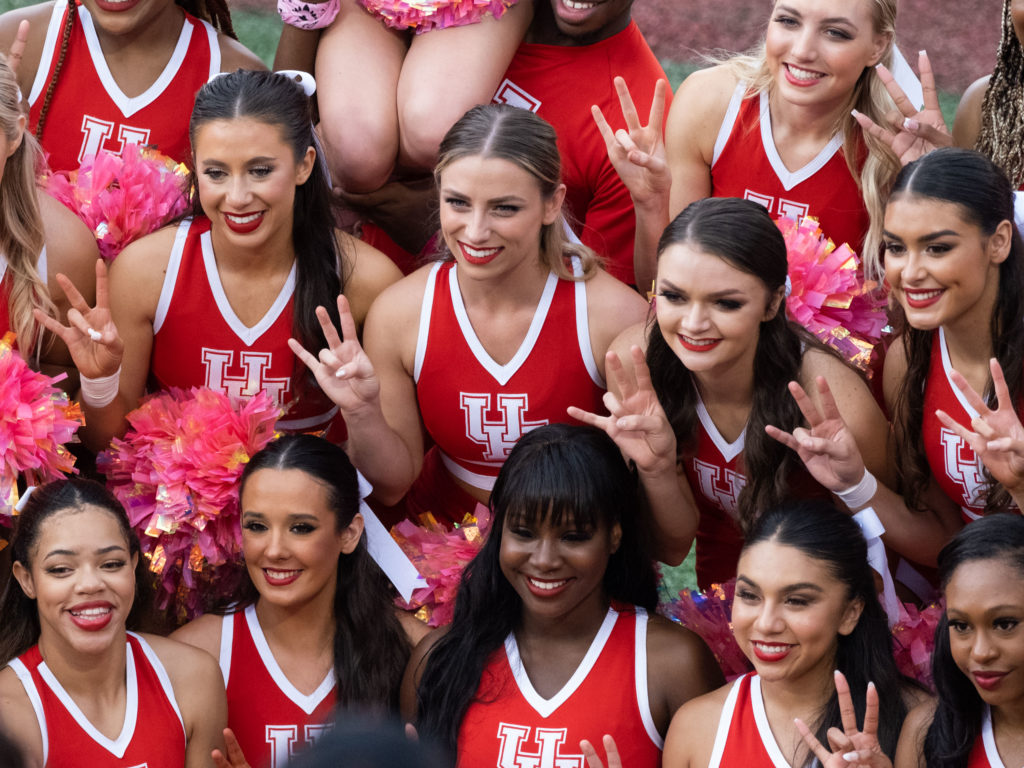 UH's cheerleaders try to bring the energy to every game. (Photo by F. Carter Smith)
