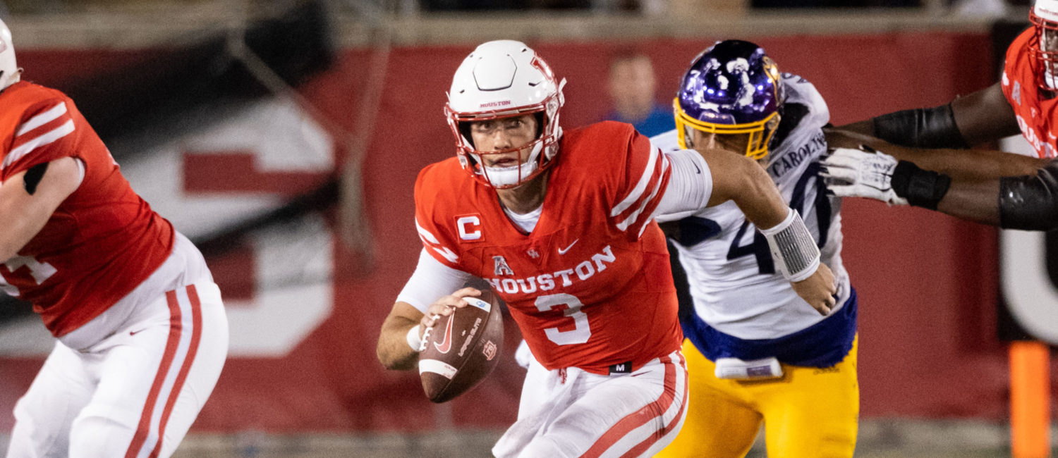 Clayton Tune gives UH football a threat on the ground as well as with his arm. (Photo by F. Carter Smith)