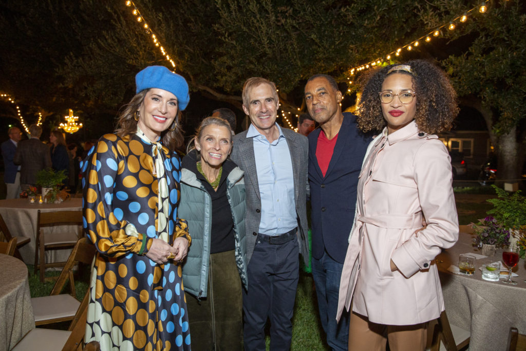 Clare Casademont, Kathryn McNiel, Doug Lawing, Rick Lowe, India Lovejoy at The Menil Collection Party in the Park. (Photo by Jenny Antill )