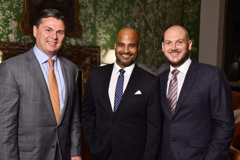 Collin Cox, Alvin Abraham, Nick Nagurski at the Touchdown for TEACH dinner held at River Oaks Country Club. (Photo by Dave Rossman)