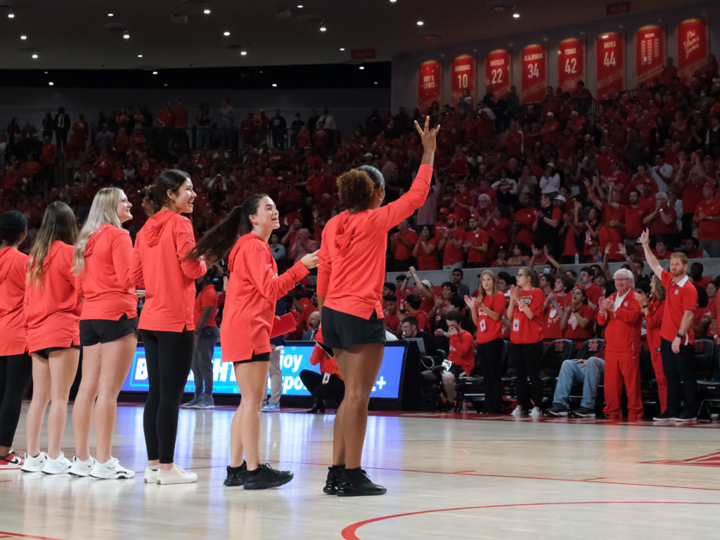 The University of Houston women's soccer team was honored for its best season ever at halftime. (Photo by F. Carter Smith)