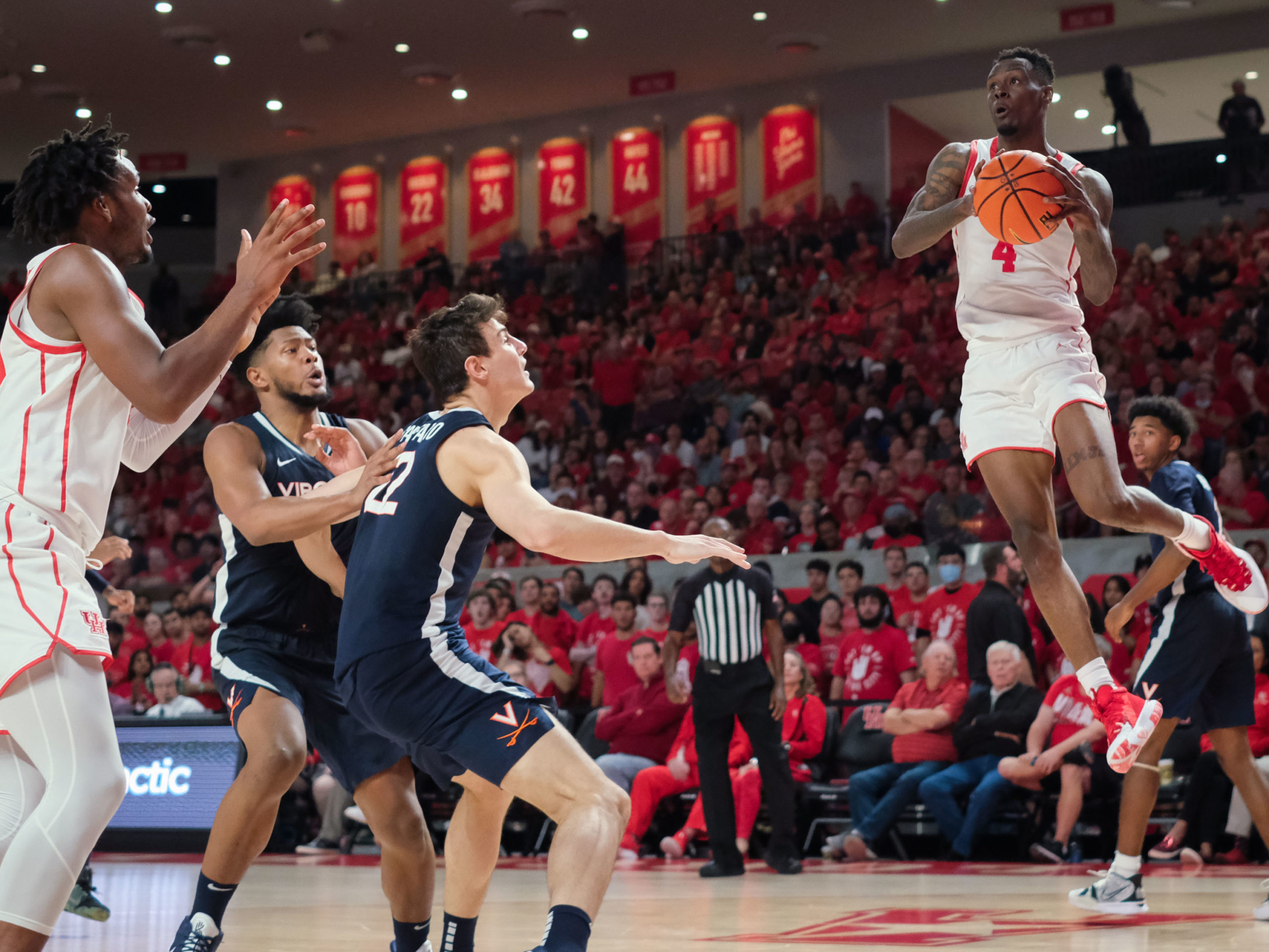 The University of Houston Cougars basketball team defeated the Virginia Cavaliers at the Fertitta Center