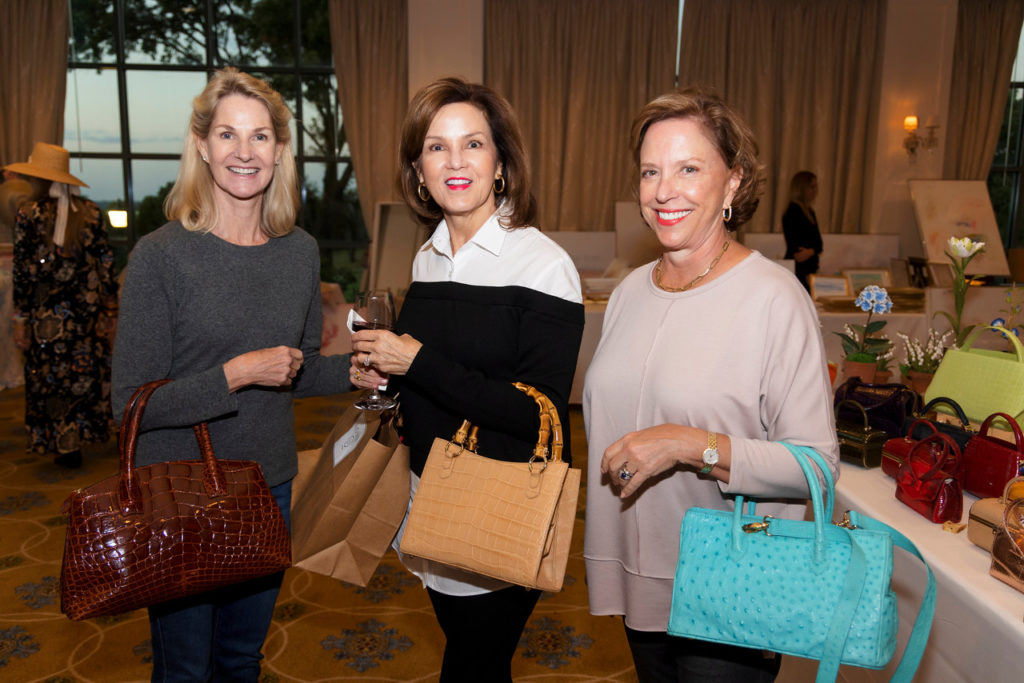 Kim Darden, Lindy Penny and Kelly Ann Ewin at the Desert Rose Fashion Show and Luncheon Patron Party at River Crest Country Club on November 9, 2021. (Photo by/Sharon Ellman)(Photo by/Sharon Ellman)