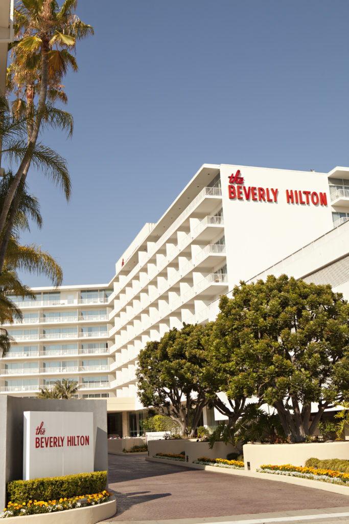 The front drive to the Beverly Hilton. 