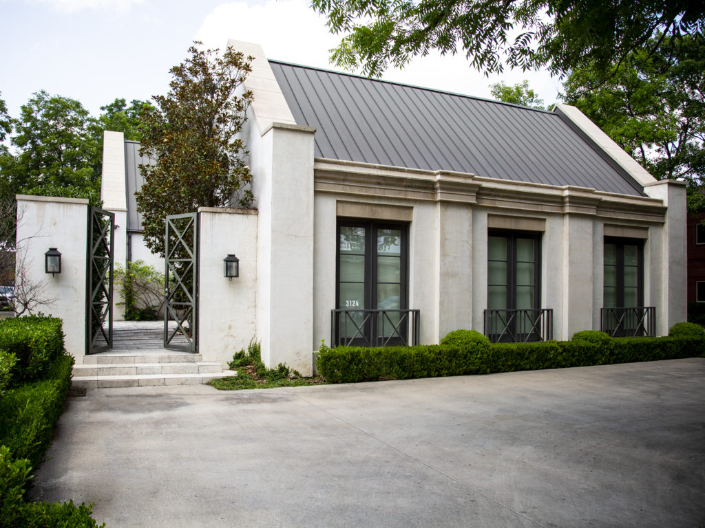 The exterior and added courtyards at the new studio at 3124 West 5th in Fort Worth.