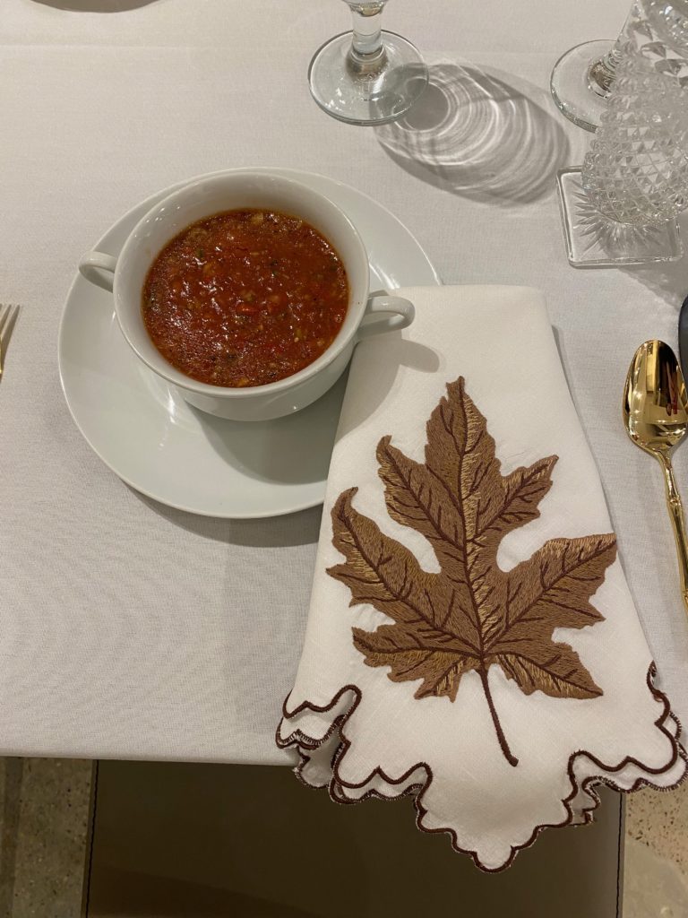 Ronda Carman linen napkins adorn the luncheon table at Arsin Rug Gallery in Decorative Center Houston. (Photo by Priscilla Dickson)