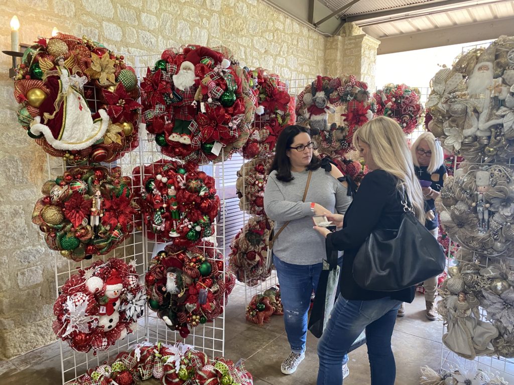 Shoppers with Herta's Wreaths at The Clubs of Houston Oaks Holiday Market (Photo by Priscilla Dickson)