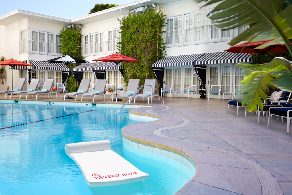 The Beverly Hilton hotel is home to the Aqua Star, the largest heated outdoor pool in Los Angeles.