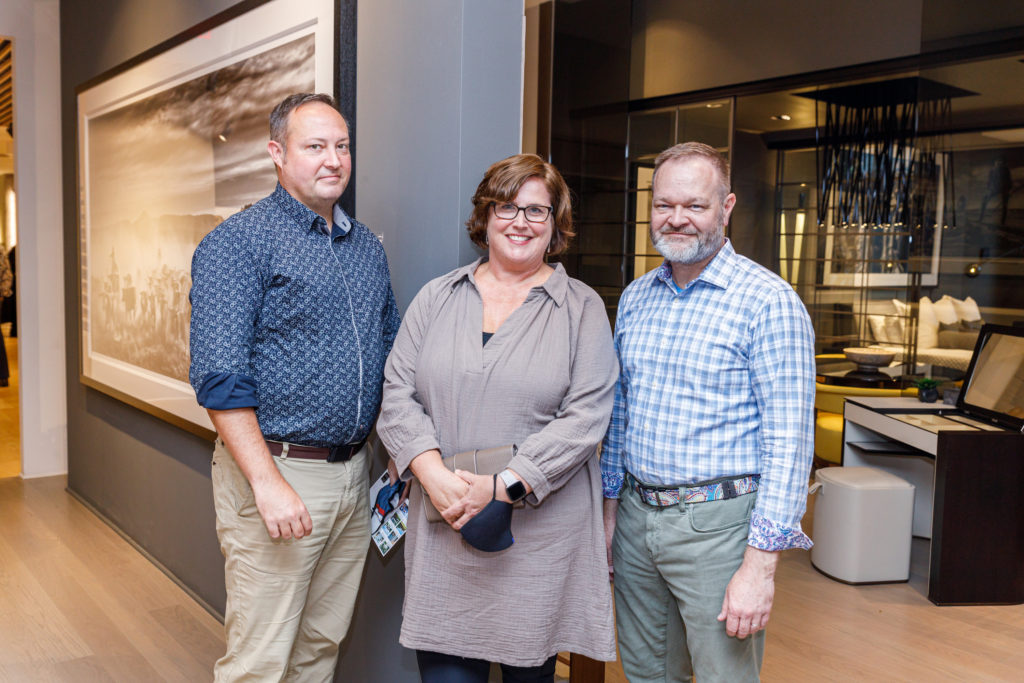 Theo and Michelle Mallison, homeowners of 2344 Sunset, and their architect James Evans at the AIA Home Tour Sponsor Party held at CASA