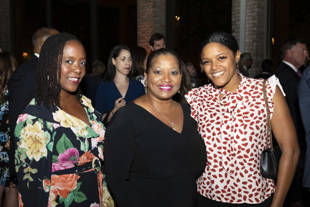 Jeri Brooks, Ronda Arnolds, Chelbi Mims at the Scenic Houston annual dinner.