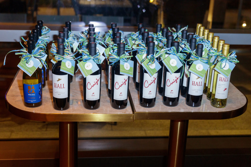 Bottles of HALL wine were the party favors for this luxe event (Photography by William Neal).  (Photo by William Neal)