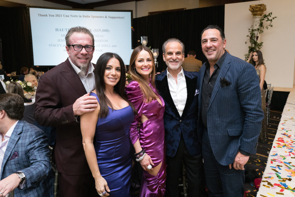 Jeff & Rachel Bagwell, Lucinda Loya, Rudy Festari, Javier Loya at Una Notte in Italia at the Royal Sonesta Hotel (Photo by Daniel Ortiz)