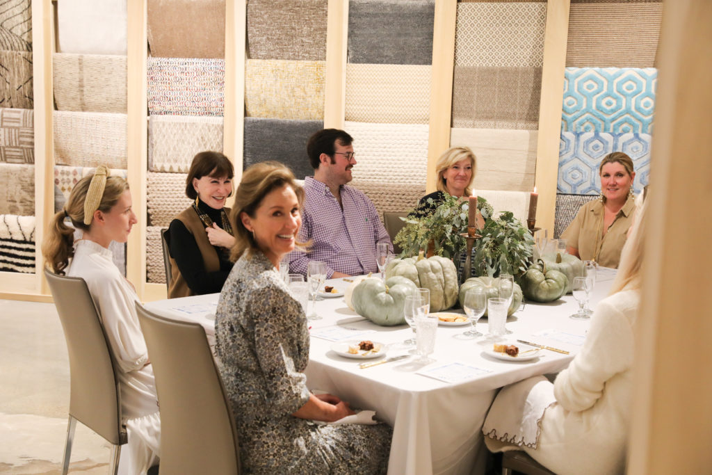 Lunch at Arsin Rug Gallery in Decorative Center Houston featuring keynote designers Cathy Kinkaid and Ronda Carmen. (Photo by Priscilla Dickson)