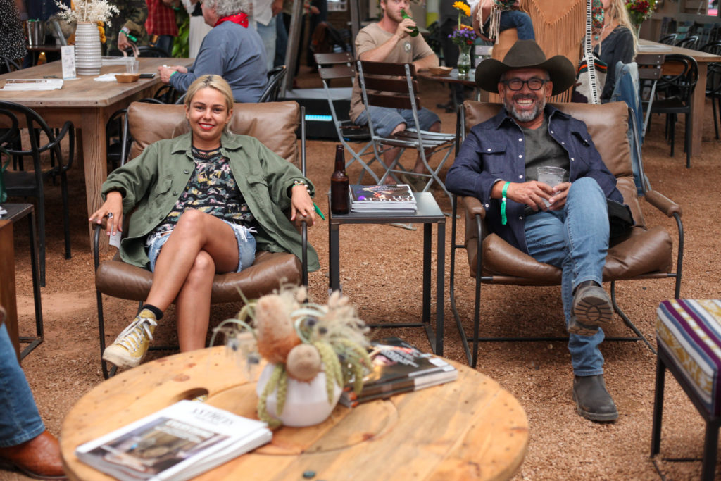 Maurishka Pinedo, Cisco Pinedo in the Cisco Lounge (Photo by Chris Pierre Bachman)