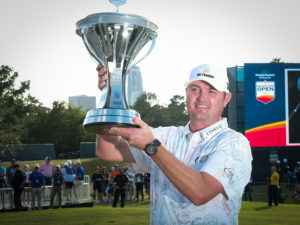 Jason Kokrak won the Hewlett Packard Enterprise Houston Open with four consecutive birdies on a 4-hole stretch of Nos. 13 through 16 at Memorial Park Golf Cours