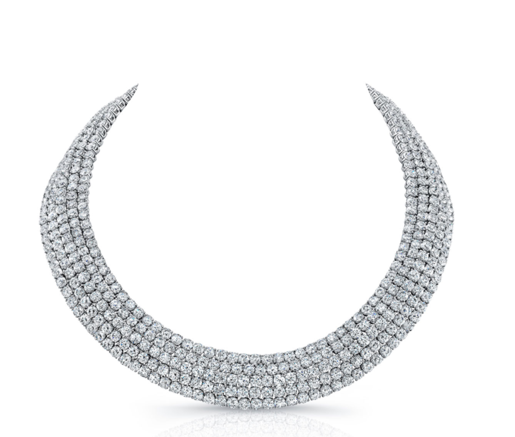 Norman Silverman Show-Stopping Five-Row Diamond Necklace.