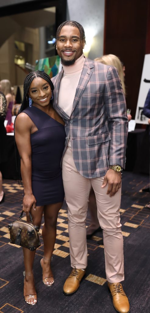 Olympian Simone Biles & Jonathan Owens, who walked the runway at Una Notte in Italia (Photo by Quy Tran)