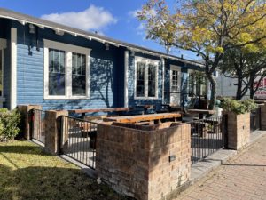 The Radler – now painted marine blue, with its shady outdoor seating