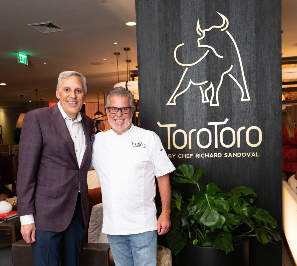 Four Seasons Hotel Houston general manager Tom Segesta leads the celebration for the opening of acclaimed Chef Richard Sandoval's Toro Toro Pan-Latin Steak House on the hotel's third floor.  (Photo by Daniel Ortiz)