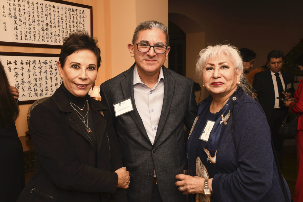 Consul General of Mexico Alicia Kerber Palma, David Solis, Mary Ramos
 at the Mayor's Hispanic Advisory Board annual holiday reception. (Photo by Vicky Pink)