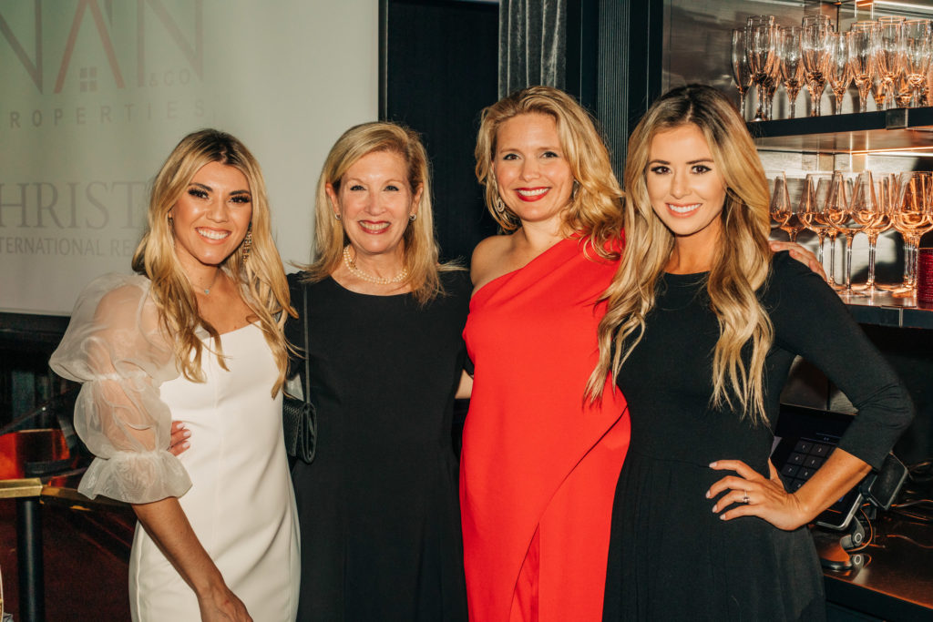 Anastasia Gaido, Betty Harbourt, Courtney Sapio, Ashley Marquez at Nan and Company Properties holiday party at MAD (Photo by Bonner Roden)