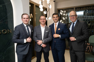 18_ZadokHolidayParty_DOrtizPhoto_Peter Regout_ Reichmont, Mike Fertal_ IWC, Segev Zadok, Joel Gaul_JLC (Photo by Daniel Ortiz)