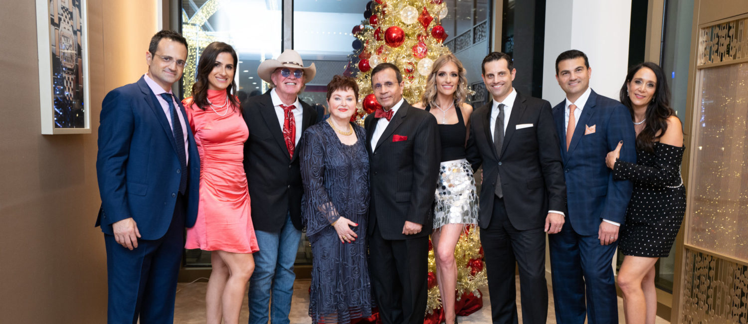 Zadok HolidayParty_DOrtizPhoto_Gilad and Lisa Zadok, Gary P Nunn, Helene and Dror Zadok, Michelle and Jonathan, Segev and AmyZadok (Photo by Daniel Ortiz)