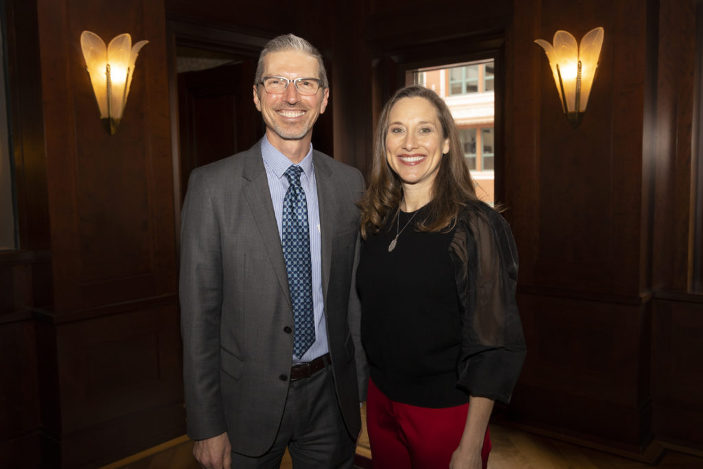 Neiman Marcus Fort Worth Vice President and General Manager Scott Mitchell and Texas Ballet Theater Executive Director Vanessa Logan at the Texas Ballet Theater Caren Koslow Fashion Show and Luncheon at Bass Hall in Fort Worth, Texas on December 9, 2021. (Photo by/Sharon Ellman)