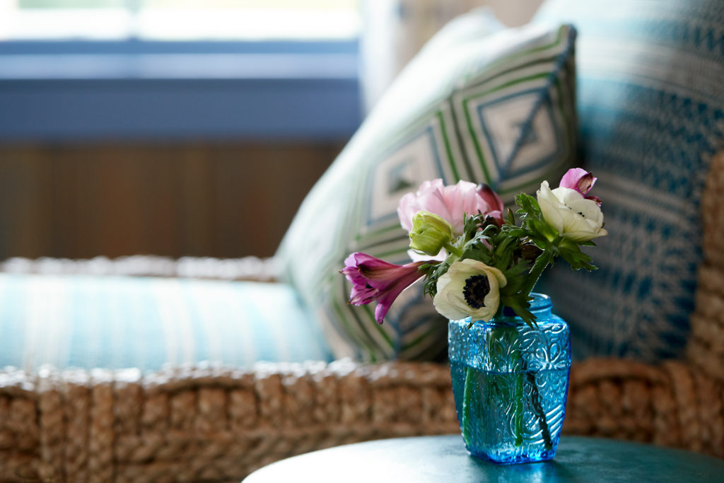 A cozy chaise in the Blue Room at the Lake House at the Lake Austin Spa Resort.  (Photo by Photos by Lake Austin Spa Resort)