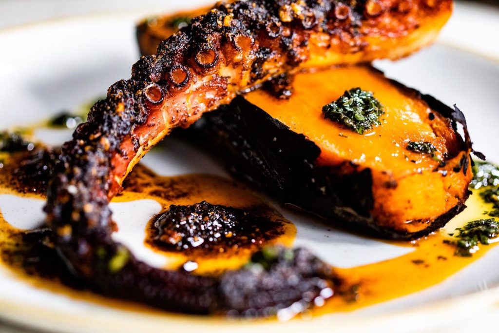 Charred Octopus on the brunch menu at Gratify (Photo by Kirsten Gilliam)