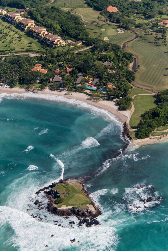 The famous Tail of a Whale hole on Punta Mita's Pacifico course is the only natural island golf green.  (Courtesy of Punta Mita)  (Photo by courtesy of Punta Mita)