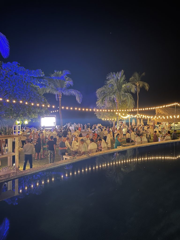 Punta Mita's Gourmet and Golf kicked off with a festive soiree with signature chef bites and fire works.  (Photo by Georgie Miller)