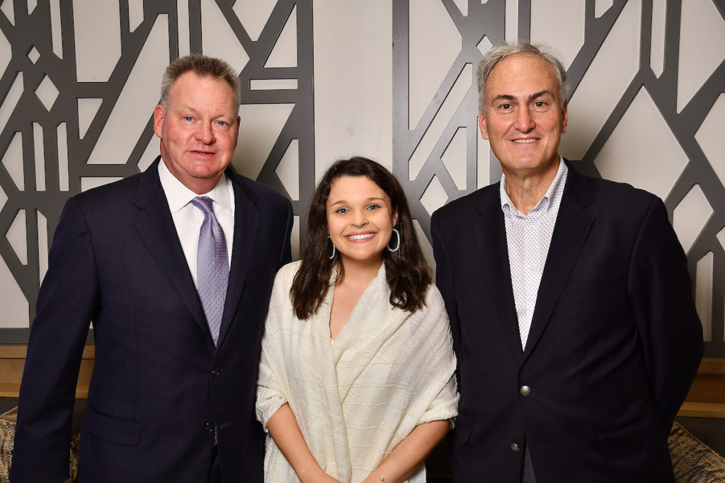 Hines' John Mooz, Meg Meliet, Mark Cover at the MorningStar River Oaks grand opening. (Photo by Dave Rossman)