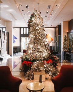 Lights – The Joule Hotel’s metal tree installed in the lobby.
