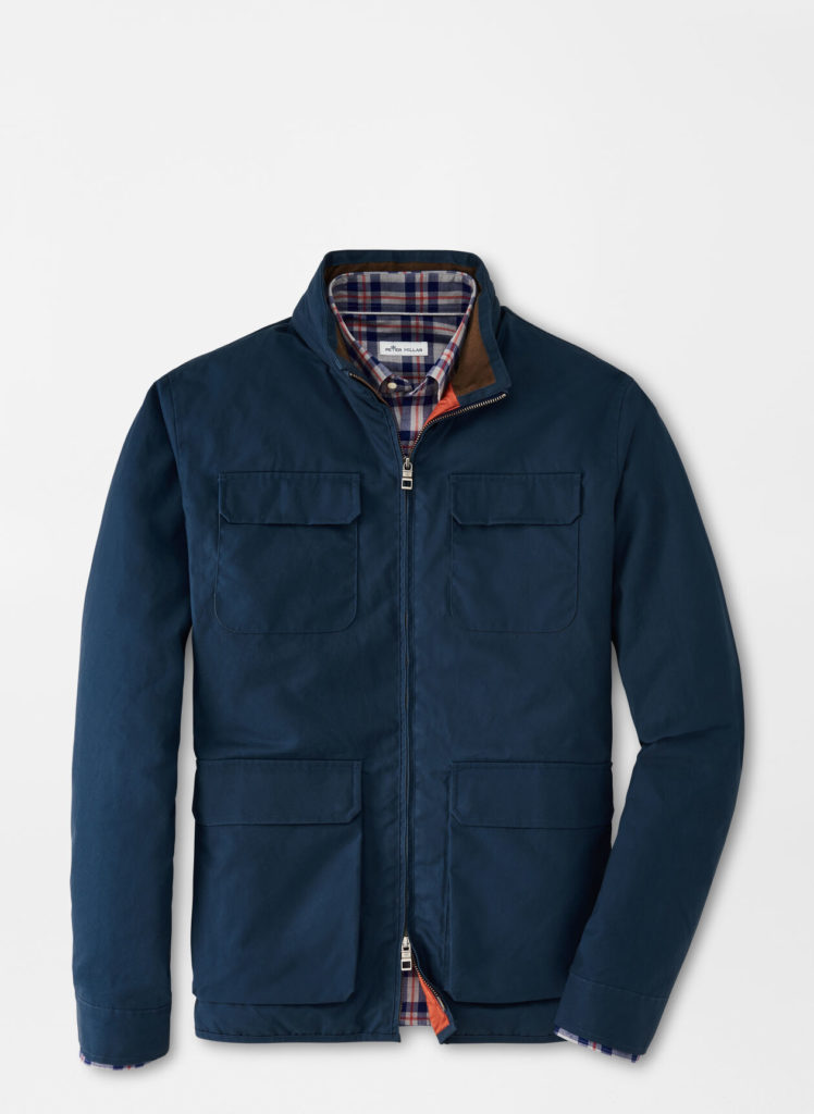 Peter Millar's tailored safari jacket pairs perfectly with any color palette and is an easy way to look good while staying warm.
