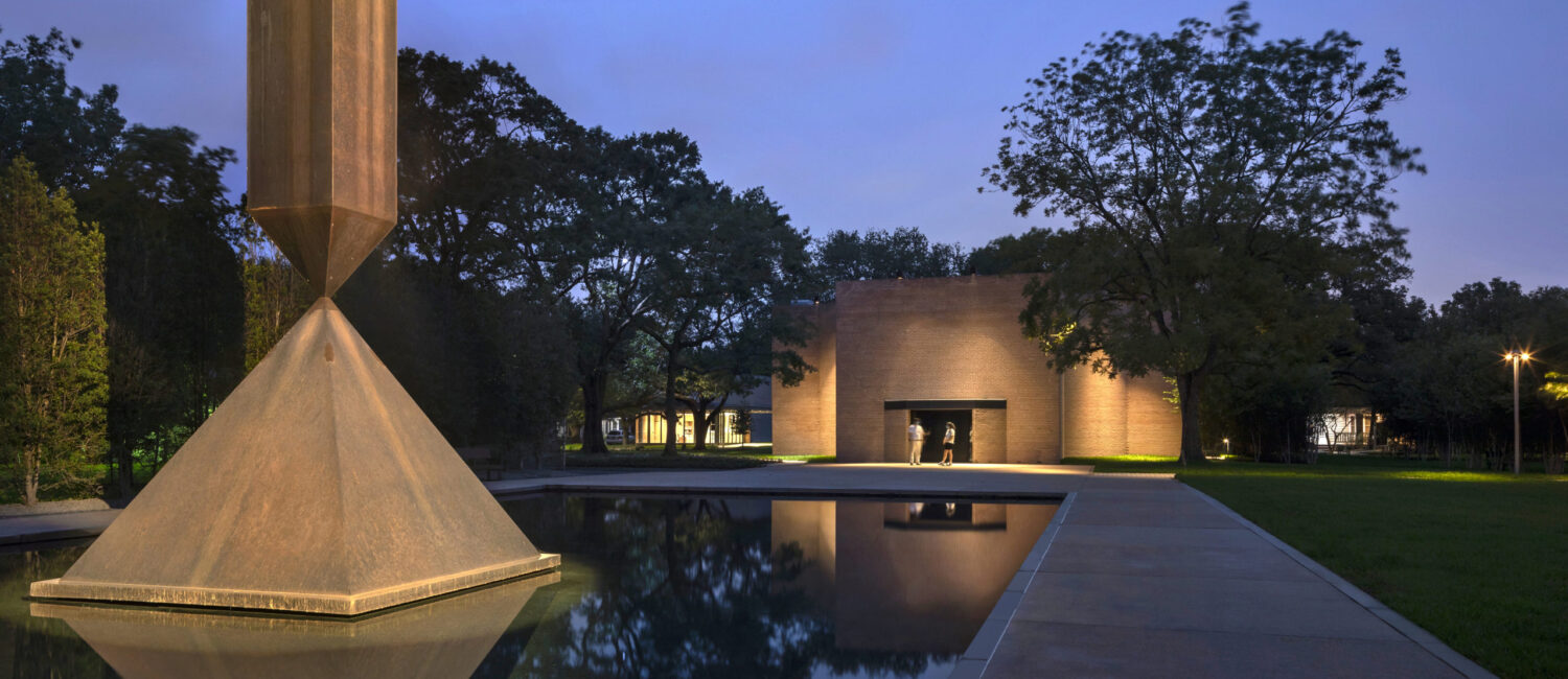 The landmark modernist Rothko Chapel restoration earned New York-based ARO a Preservation Houston 2022 Good Brick Award. Foreground: Barnett Newman's "Broken Obelisk," dedicated to The Reverend Dr. Martin Luther King Jr. (Photo by Elizabeth Felicella)